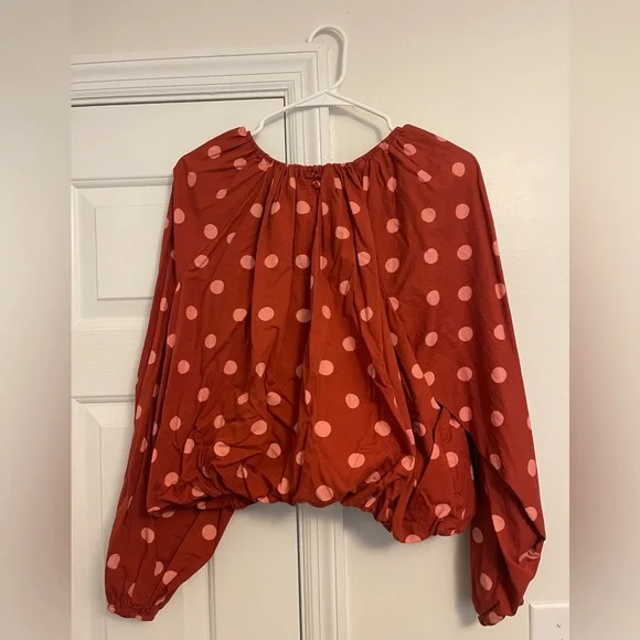 Anthropologie Polka Dot Elastic waist and balloon sleeve top - Picture 2 of 4